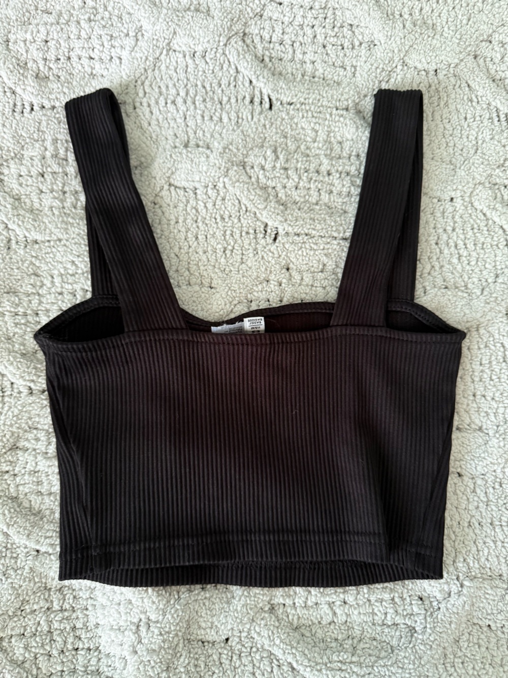 H&M Black Ribbed Square-Neck Crop Tank - Picture 2 of 3